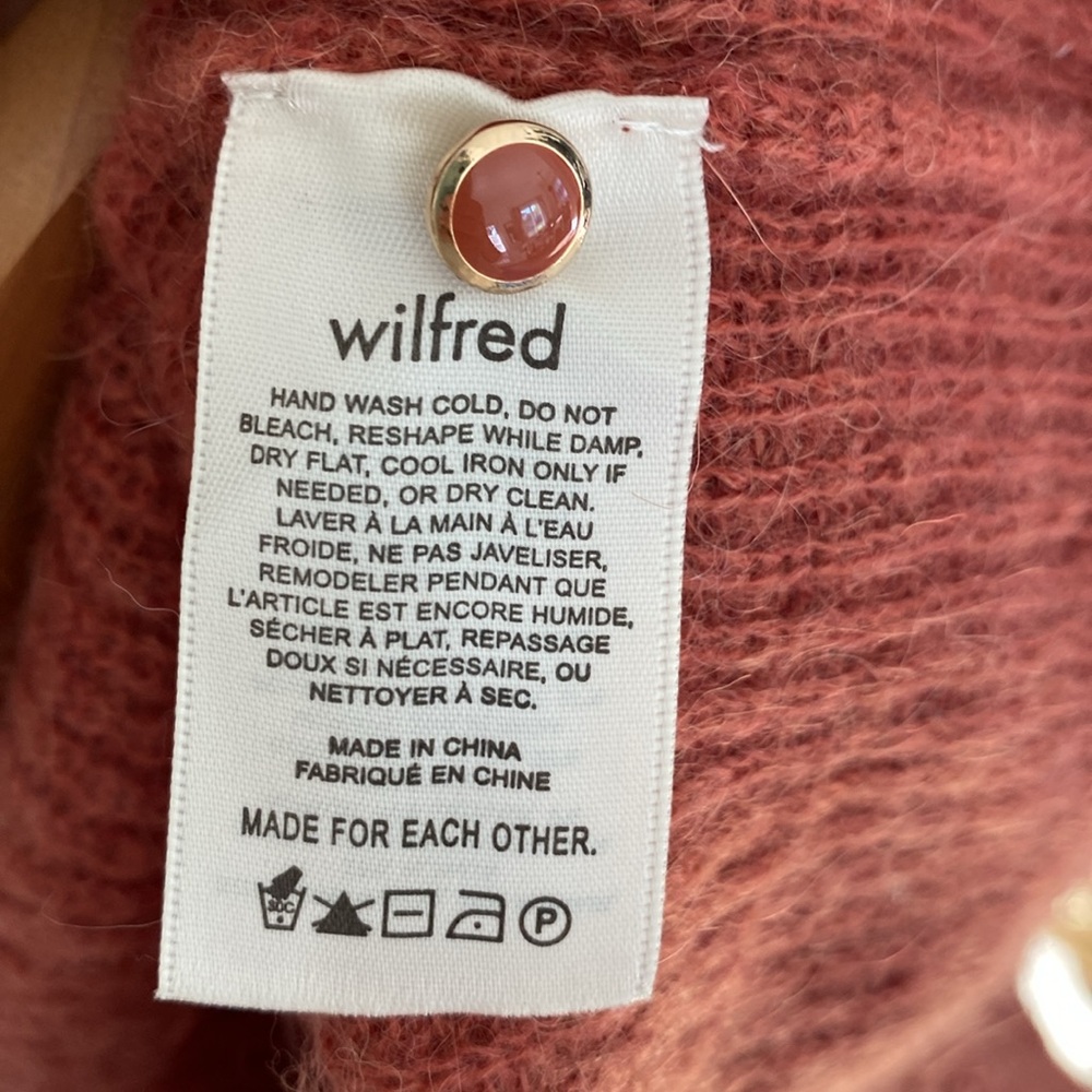 🍁 Aritzia Wilfred Front To Back red brown orange mohair alpaca cardigan sweater - Picture 6 of 8